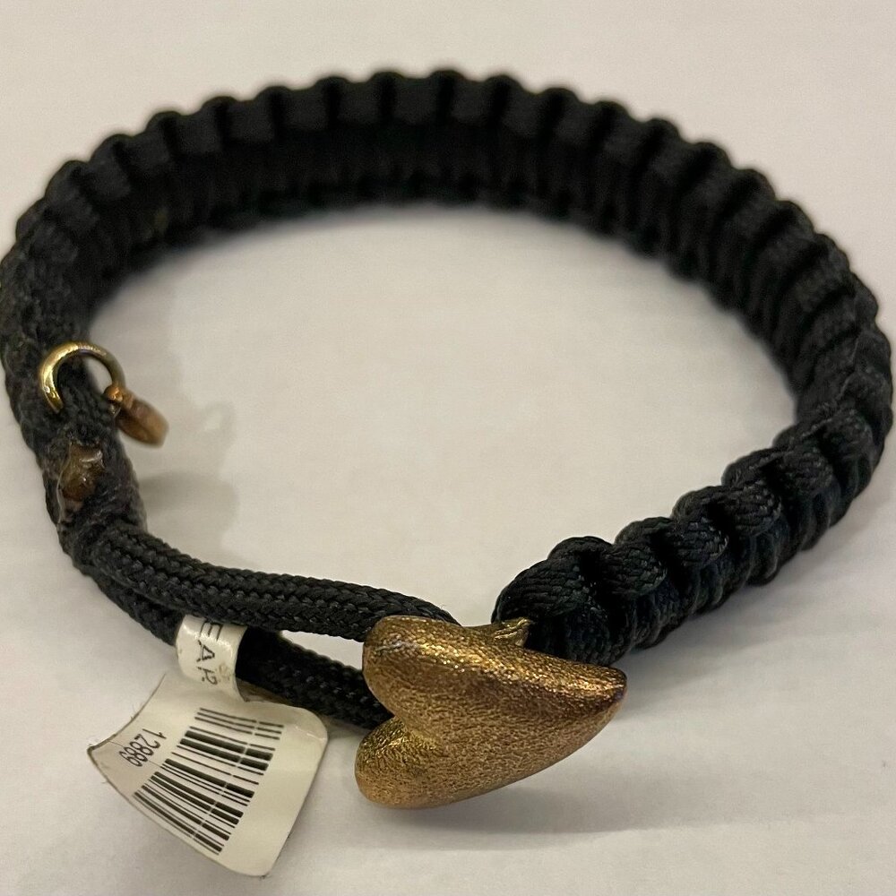 From Soldier to Soldier Gold Heart Bracelet - NWT, Adjustable, Black Cord